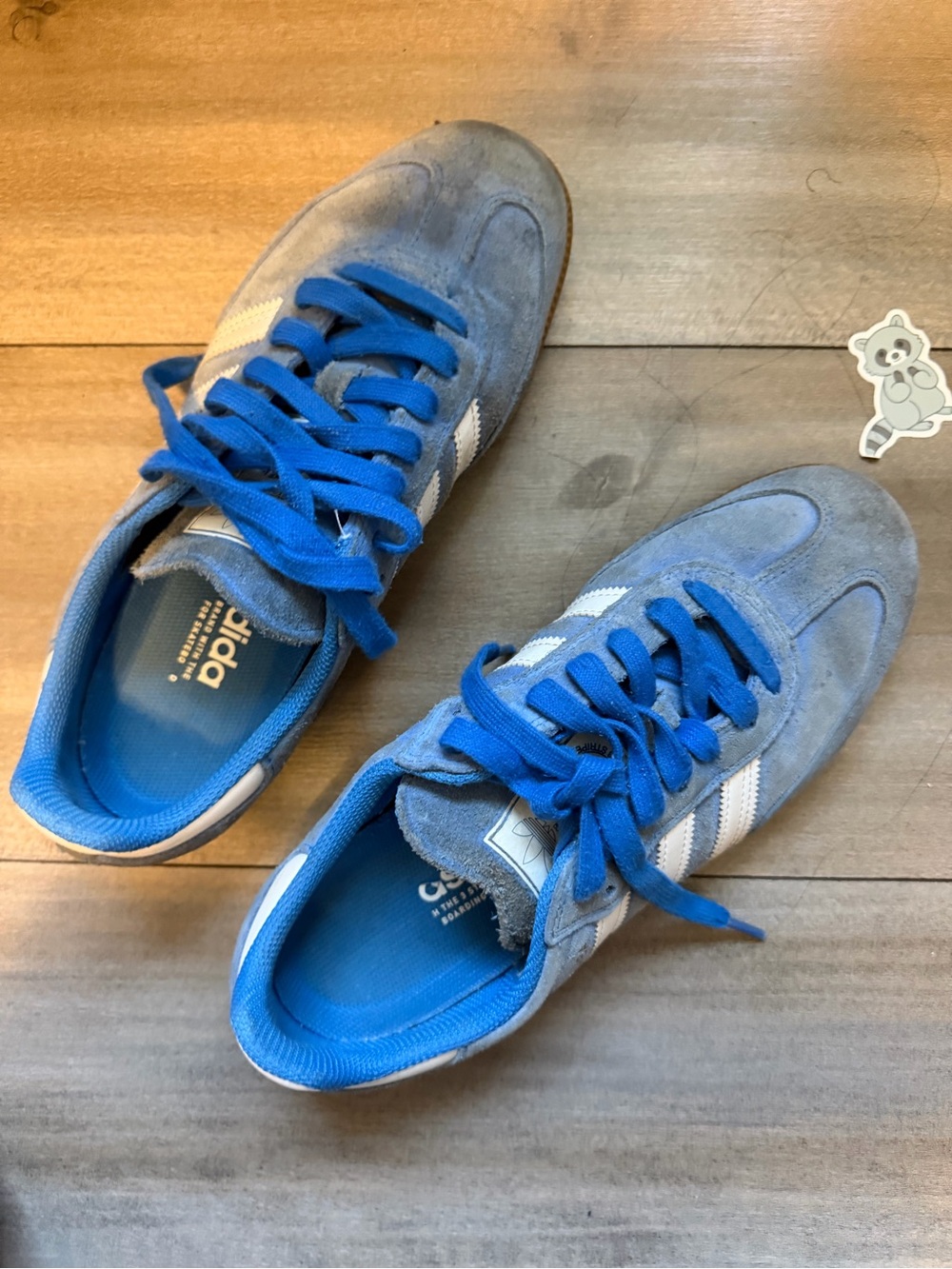 adidas Men’s Light Blue Suede Sneakers with White Stripes